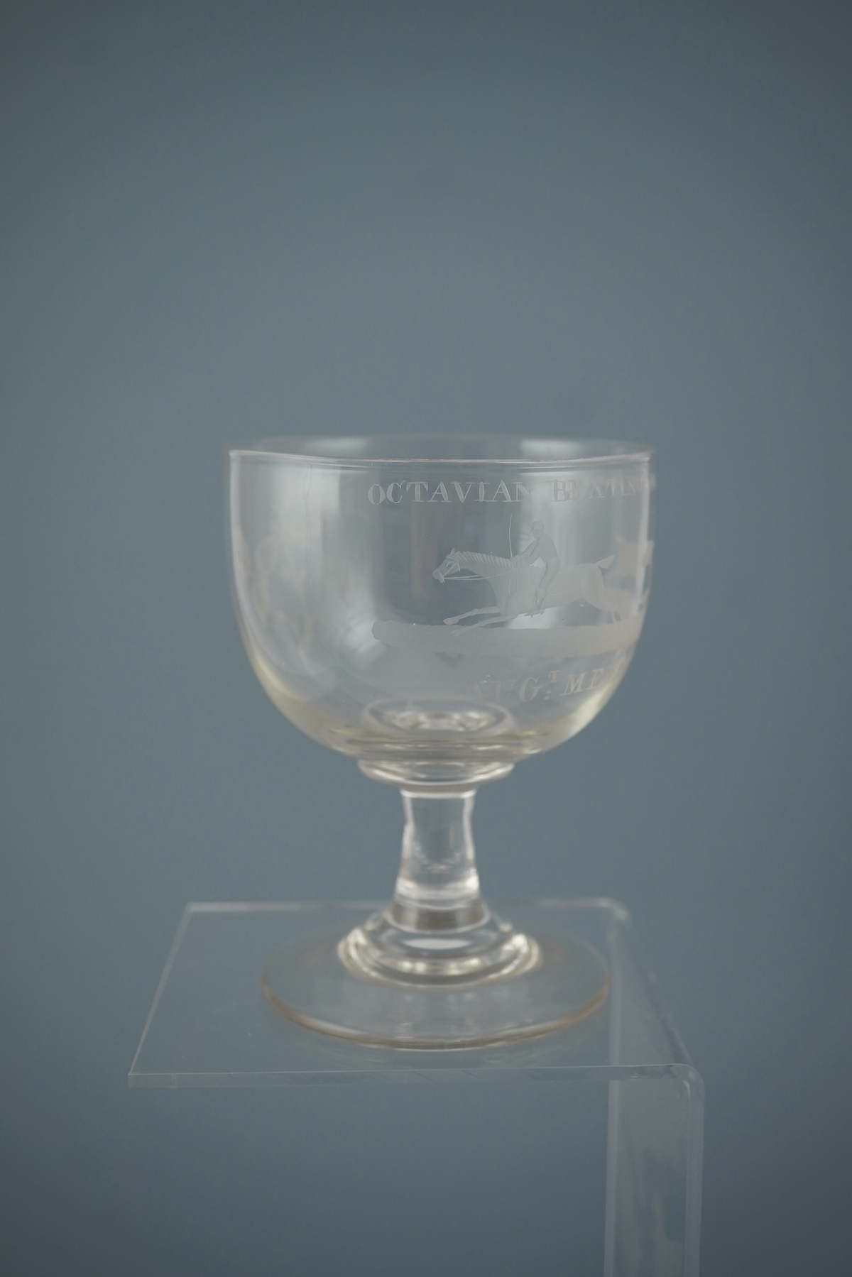 A horse racing rummer, probably Newcastle, dated 1812